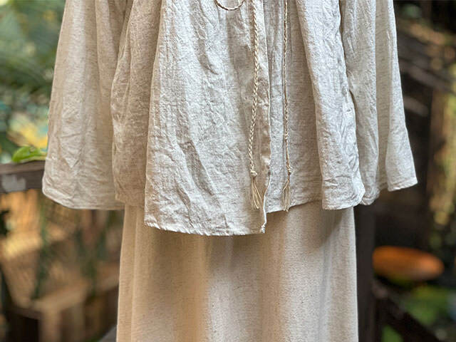 asana HEMP100% 厚手 フレアージャケット・きなり