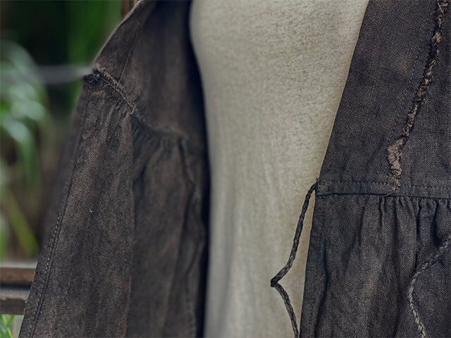 asana HEMP100% 厚手 フレアージャケット・草木染め