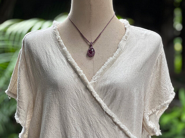 asana HEMP100% フリンジ カシュクール ブラウス・きなり