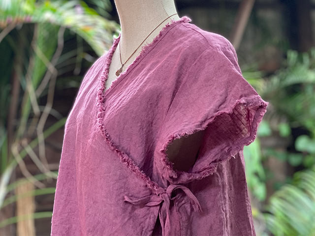 asana HEMP100% フリンジ カシュクール ブラウス・きなり