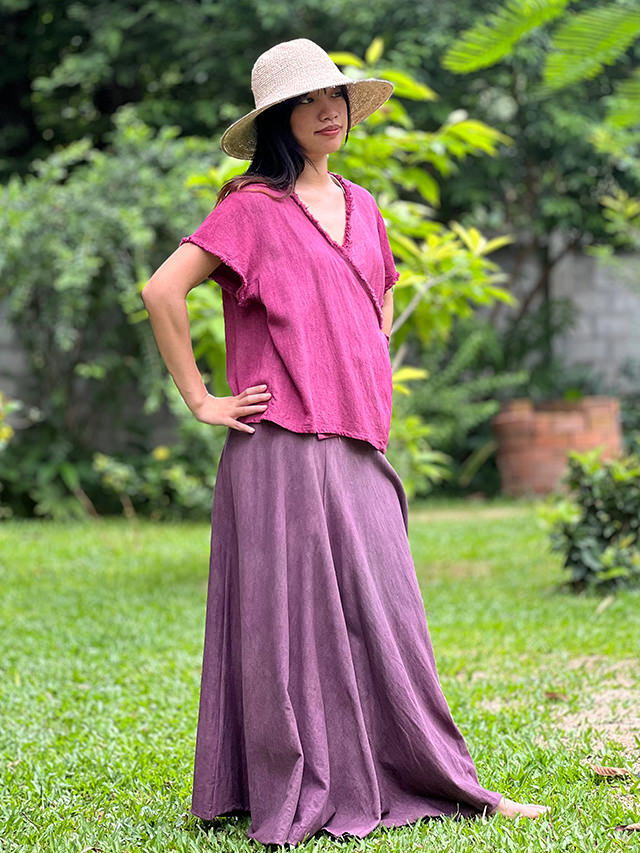 asana HEMP100% フリンジ カシュクール ブラウス・草木染め【パヤカ