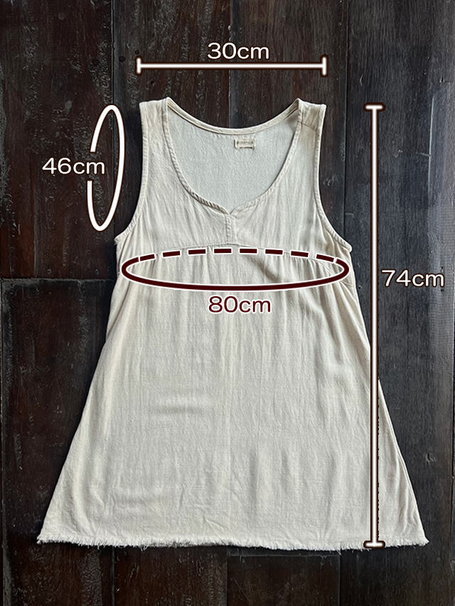 asana HEMP100% テロテロ タンクトップ・きなり