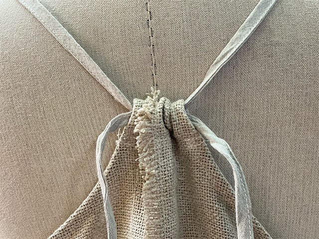 asana HEMP100% 手織り フリンジ キャミ タンクトップ・きなり