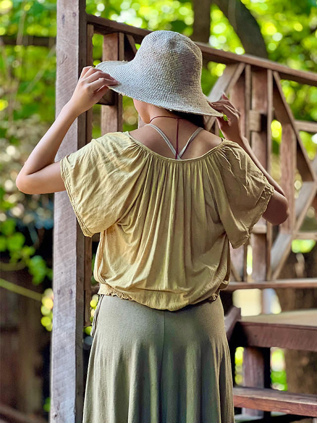 asana HEMP100% テロテロ カシュクール ブラウス・草木染め