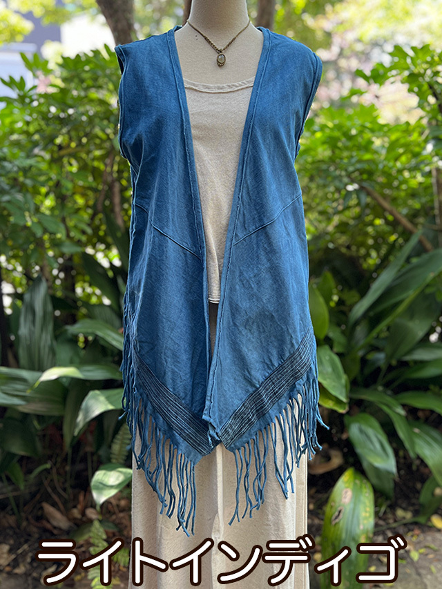 asana ヘンプコットン 厚手 インディアン ベスト・草木染め【パヤカ