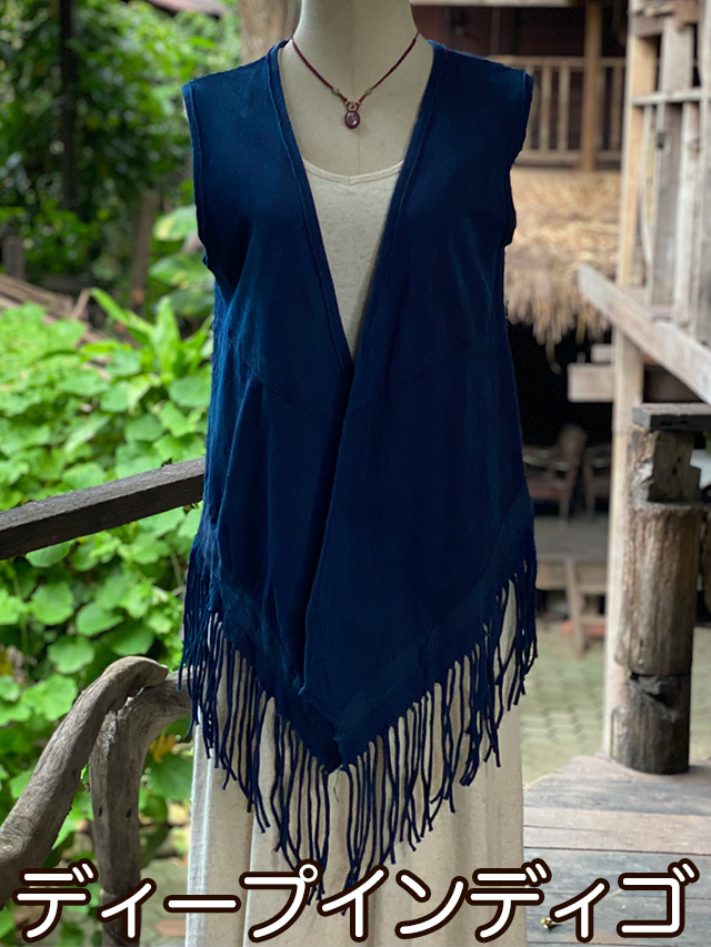 asana ヘンプコットン 厚手 インディアン ベスト・草木染め【パヤカ