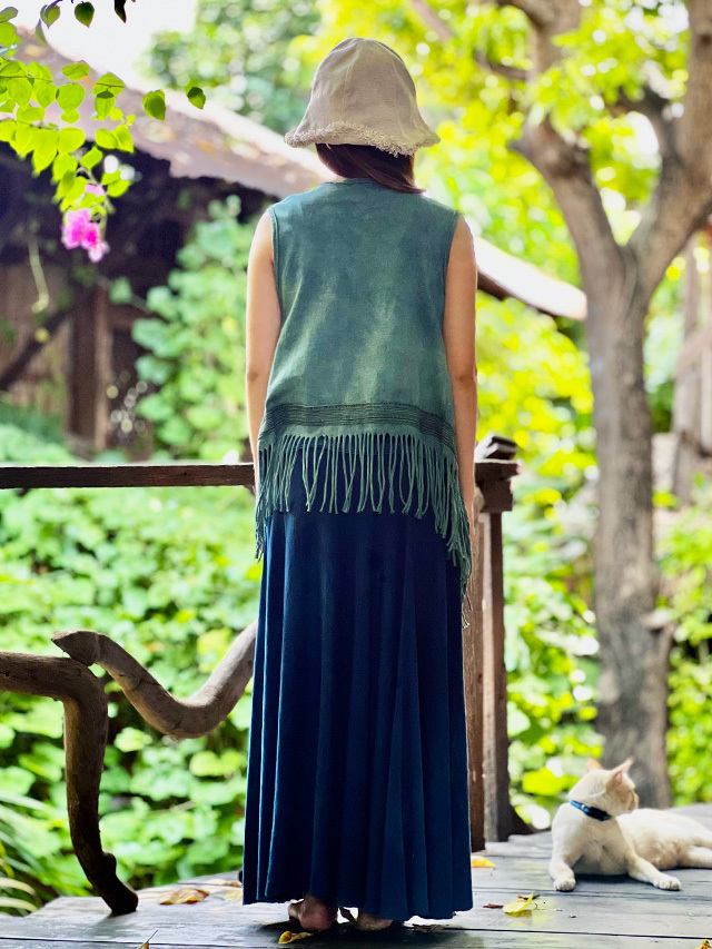 asana ヘンプコットン 厚手 インディアン ベスト・草木染め【パヤカ