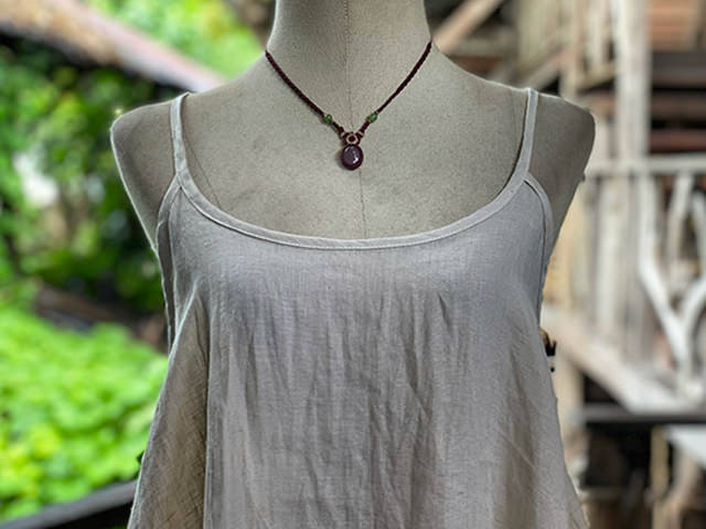 asana 麻100% フリンジ ゆったり キャミソール・きなり