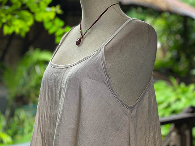 asana 麻100% フリンジ ゆったり キャミソール・きなり