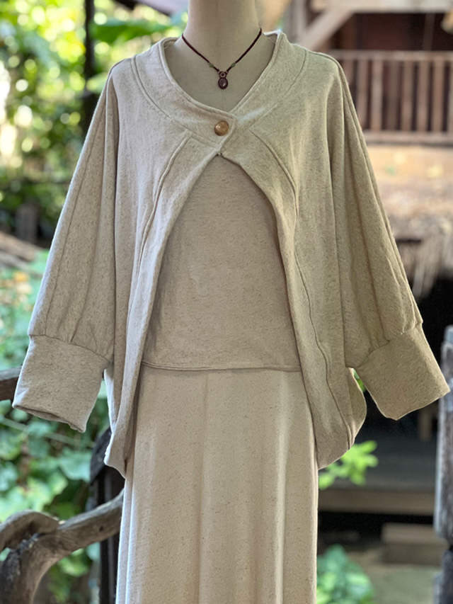 asana ヘンプコットン ふかふか カーディガン・きなり【パヤカ