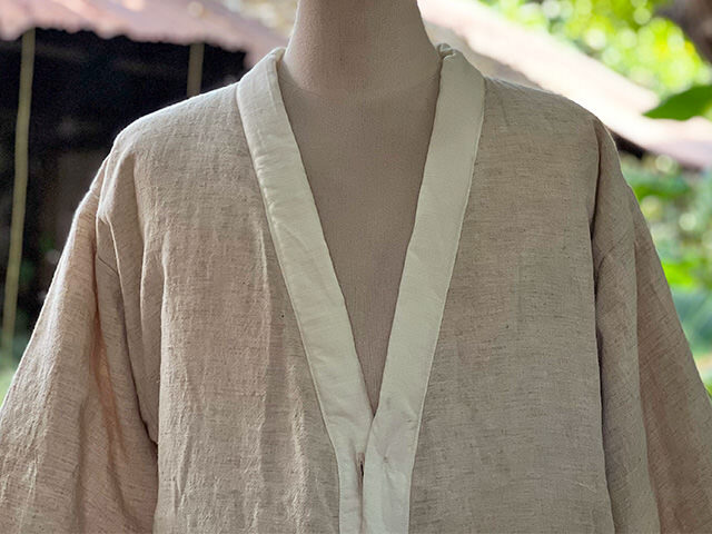 asana HEMP100% 厚手 デニム風 リバーシブル はんてん・きなり