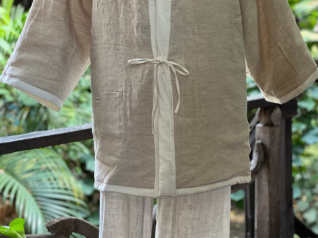 asana HEMP100% 厚手 デニム風 リバーシブル はんてん・きなり【パヤカ