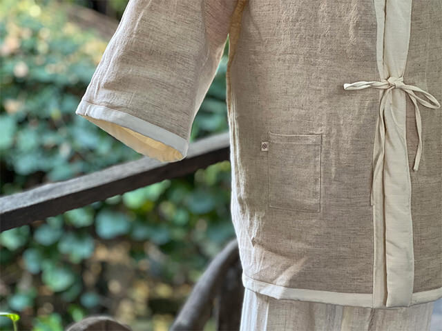 asana HEMP100% 厚手 デニム風 リバーシブル はんてん・きなり