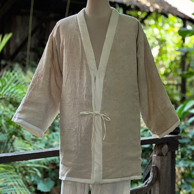 asana HEMP100% 厚手 デニム風 リバーシブル はんてん・きなり【パヤカ