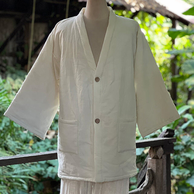 asana HEMP100% 厚手 デニム風 リバーシブル はんてん・きなり【パヤカ  