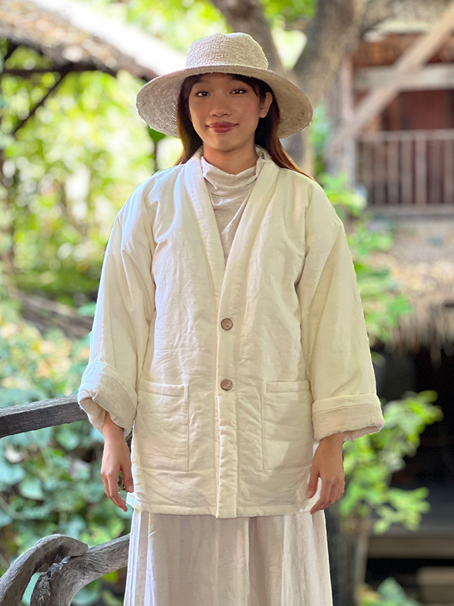 asana HEMP100% 厚手 デニム風 リバーシブル はんてん・きなり【パヤカ