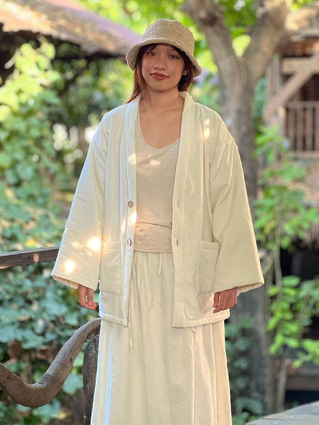 asana HEMP100% 厚手 デニム風 リバーシブル はんてん・きなり【パヤカ