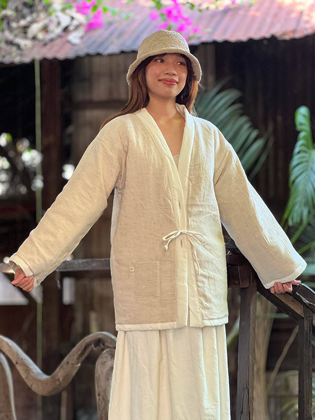 asana HEMP100% 厚手 デニム風 リバーシブル はんてん・きなり【パヤカ  