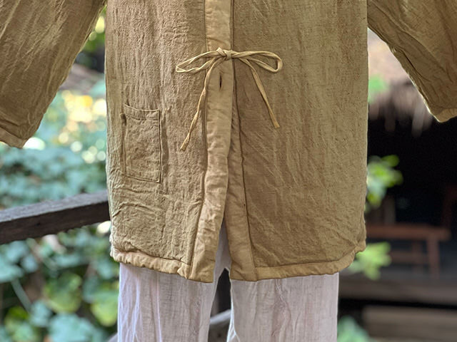 asana HEMP100% 厚手 デニム風 リバーシブル はんてん・草木染め