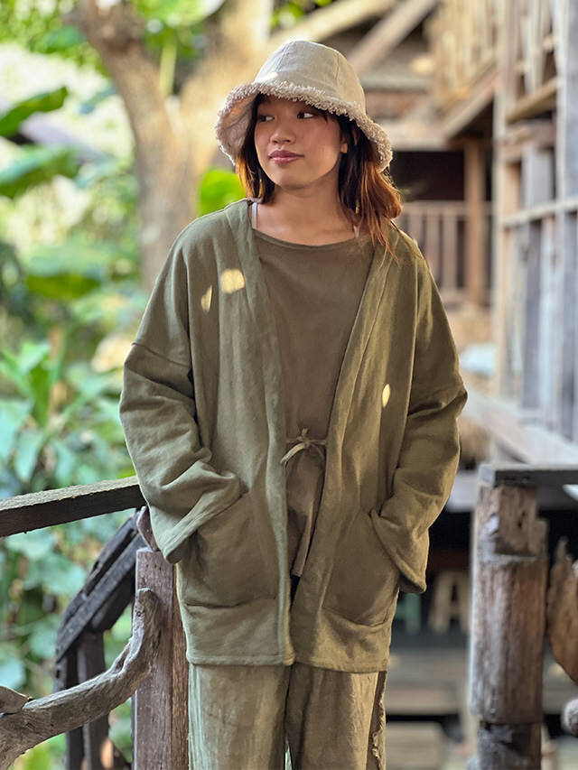 asana ヘンプコットン ふかふか ジャケット・草木染め【パヤカ
