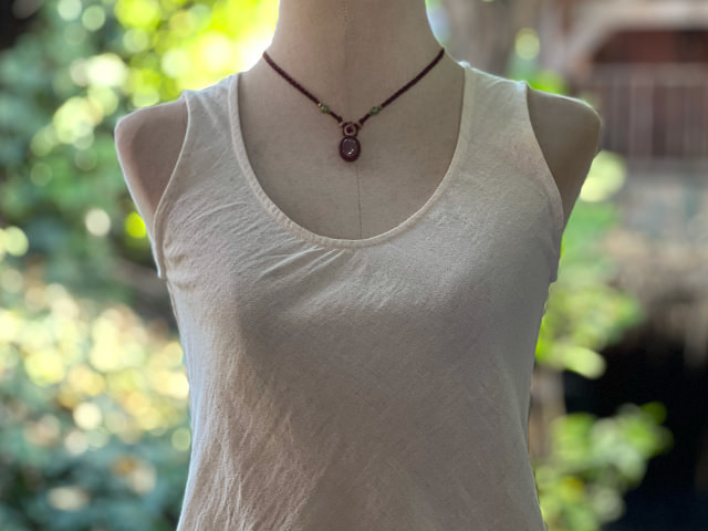 asana 麻100% 薄手 バイアス タンクトップ・きなり