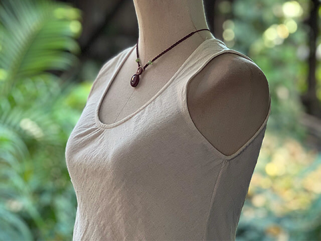 asana 麻100% 薄手 バイアス タンクトップ・きなり