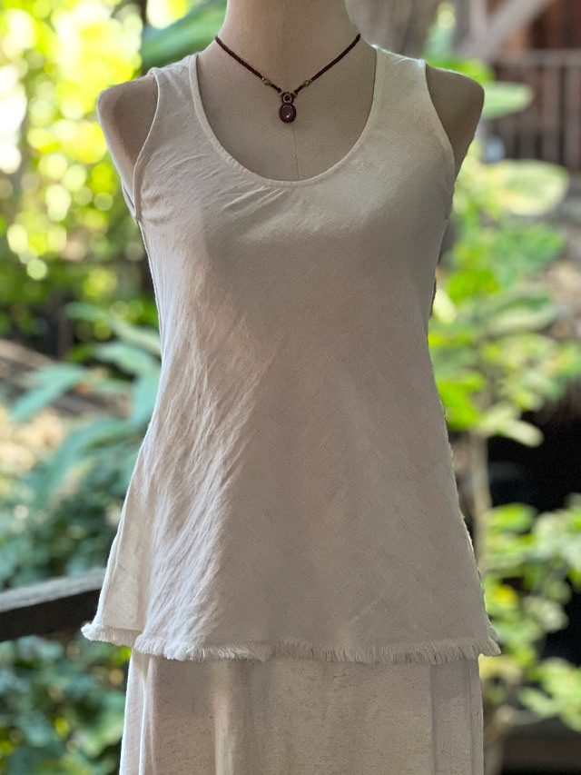 asana 麻100% 薄手 バイアス タンクトップ・きなり【パヤカ オンライン