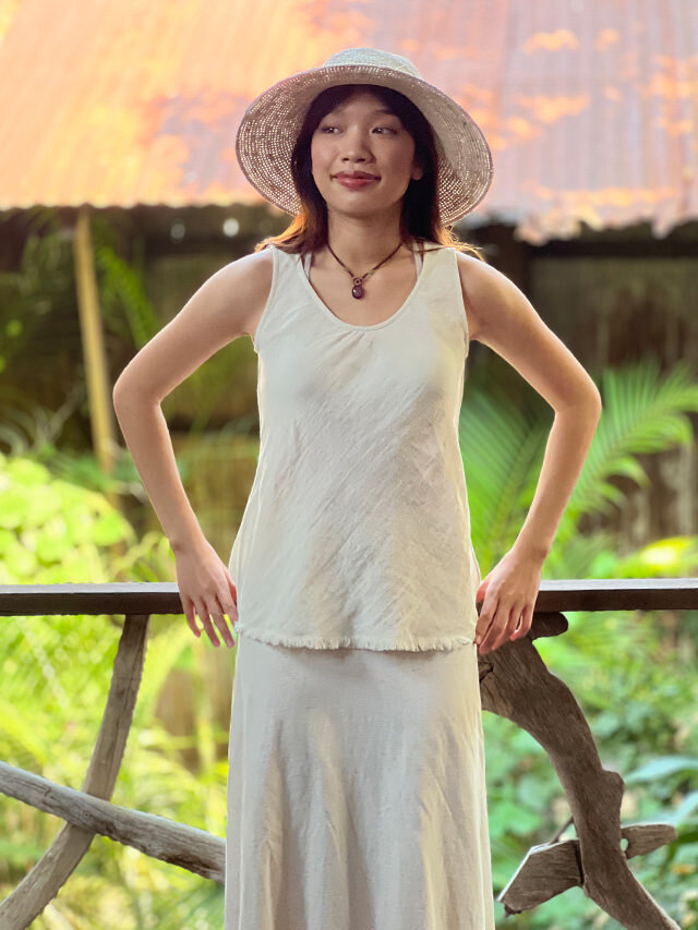 asana 麻100% 薄手 バイアス タンクトップ・きなり【パヤカ オンライン