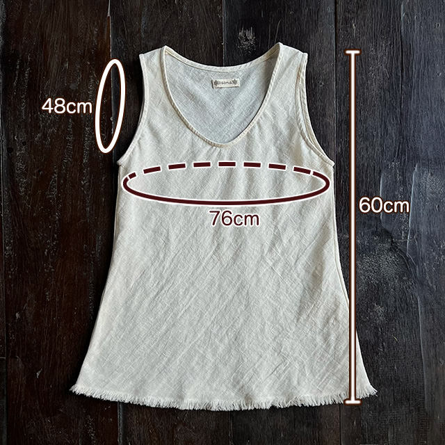 asana 麻100% 薄手 バイアス タンクトップ・きなり