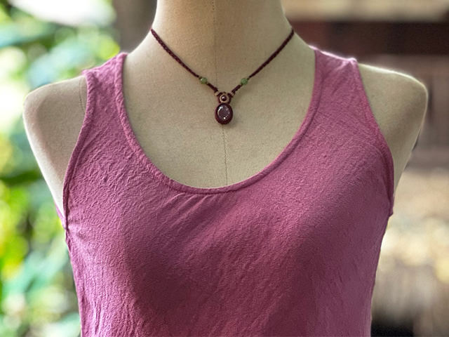 asana 麻100% 薄手 バイアス タンクトップ・草木染め