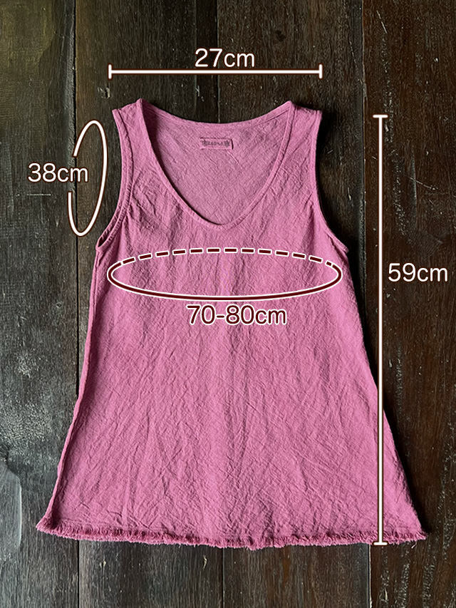 asana 麻100% 薄手 バイアス タンクトップ・草木染め