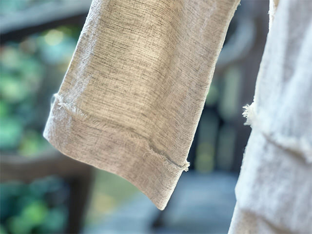 asana HEMP100% Vネック ブラウス・きなり