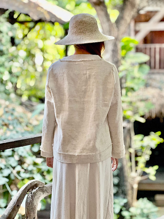 asana HEMP100% Vネック ブラウス・きなり【パヤカ オンラインショップ】