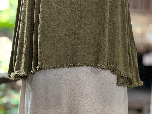 asana HEMP100% テロテロ フリンジ フレアー タンクトップ・草木染め