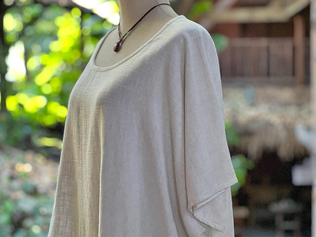 asana HEMP100% テロテロ ゆったり ブラウス・きなり