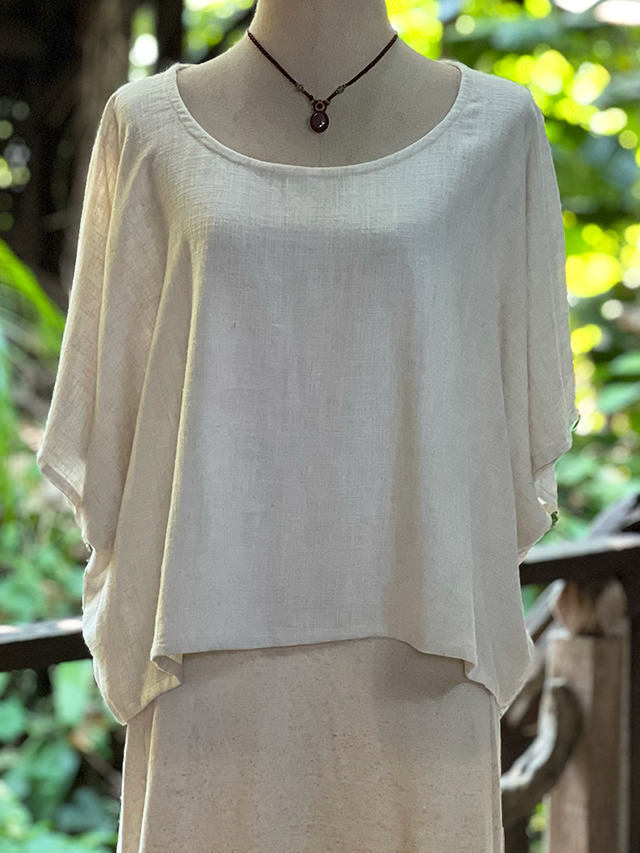 asana HEMP100% テロテロ カットソー●きなり asana HEMP100% テロテロ 切り替え ロングスカート・きなり【パヤカ