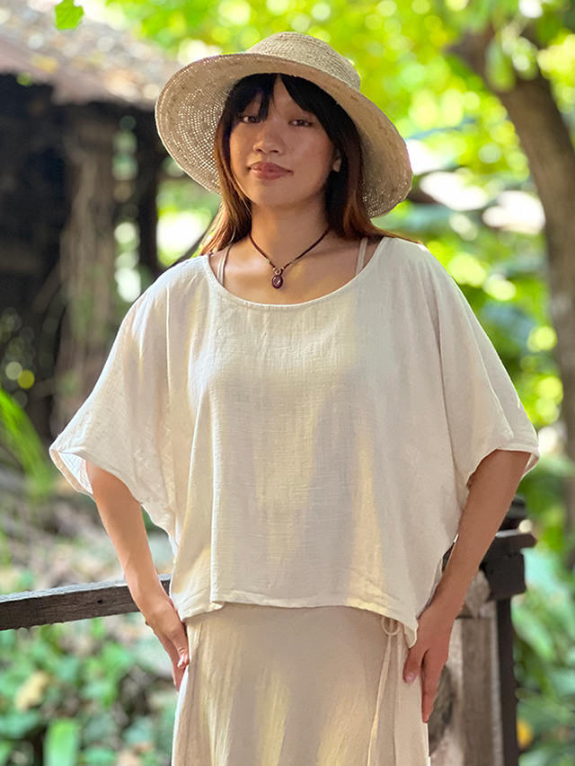 asana HEMP100% テロテロ カットソー●きなり asana HEMP100% テロテロ ゆったり ブラウス・きなり【パヤカ
