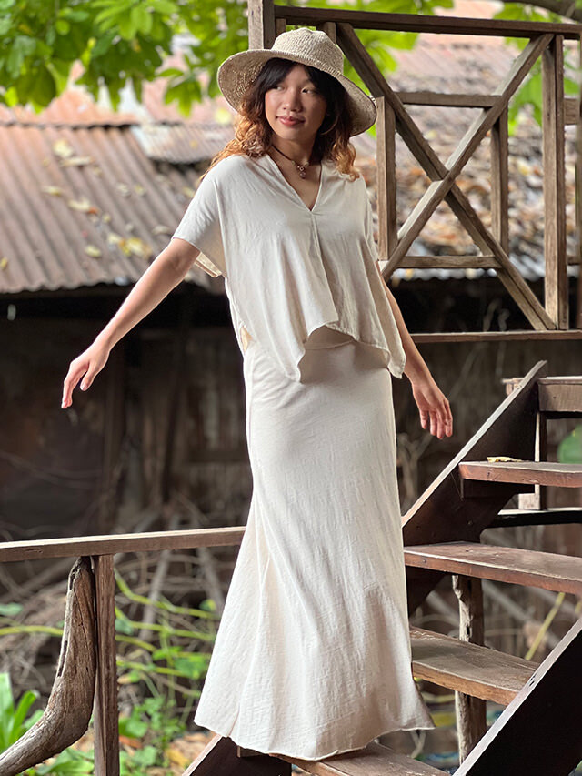 asana HEMP100% テロテロ カットソー●きなり asana HEMP100% テロテロ クロス TEE・きなり【パヤカ