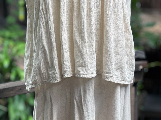 asana 麻100% ガーゼ シャーリング フレアースリーブ・きなり