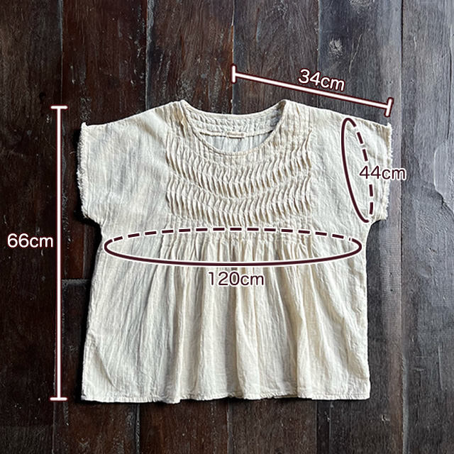 asana 麻100% ガーゼ シャーリング フレアースリーブ・きなり