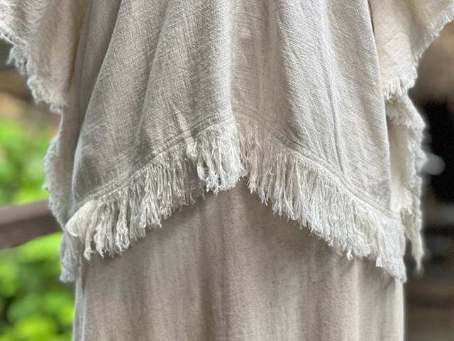 asana HEMP100% テロテロ フリンジ ショート 貫頭衣・きなり