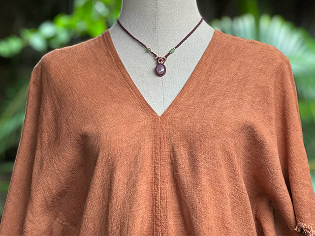 asana HEMP100% テロテロ フリンジ ショート 貫頭衣・草木染め