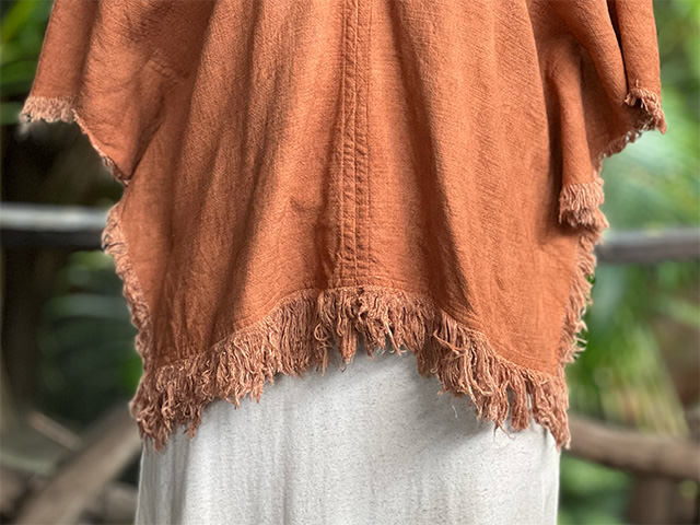 asana HEMP100% テロテロ フリンジ ショート 貫頭衣・草木染め