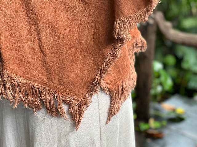asana HEMP100% テロテロ フリンジ ショート 貫頭衣・草木染め