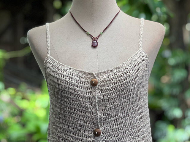 asana HEMP100% かぎ編み キャミ ベスト・きなり