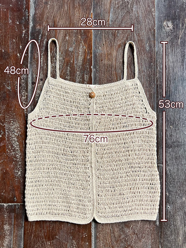 asana HEMP100% かぎ編み キャミ ベスト・きなり