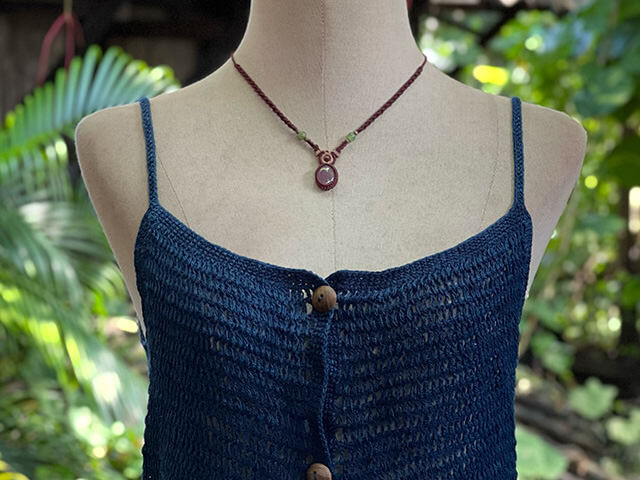 asana HEMP100% かぎ編み キャミ ベスト・草木染め