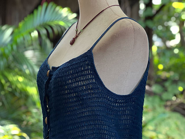 asana HEMP100% かぎ編み キャミ ベスト・草木染め