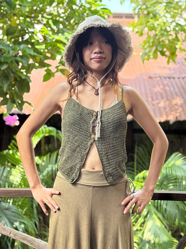 asana HEMP100% かぎ編み キャミ ベスト・草木染め【パヤカ オンライン