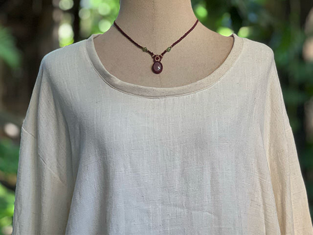 asana HEMP100% ガーゼ ゆったり ロング ブラウス・きなり